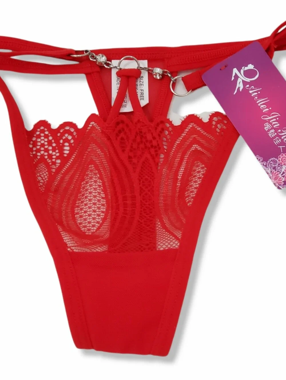 Red Lace Strappy Thong Panty